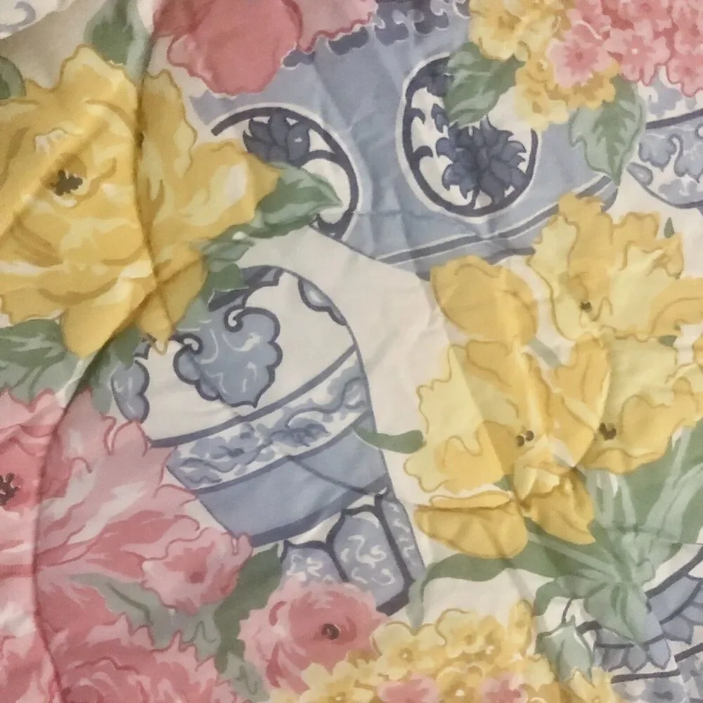 Lady Pepperell Vintage Twin Comforter Blue Ginger Jar Reversible Ruffled Rare
